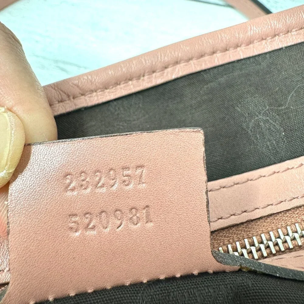 Gucci Beige GG Canvas Tote with Pink Trim and Gold Hardware